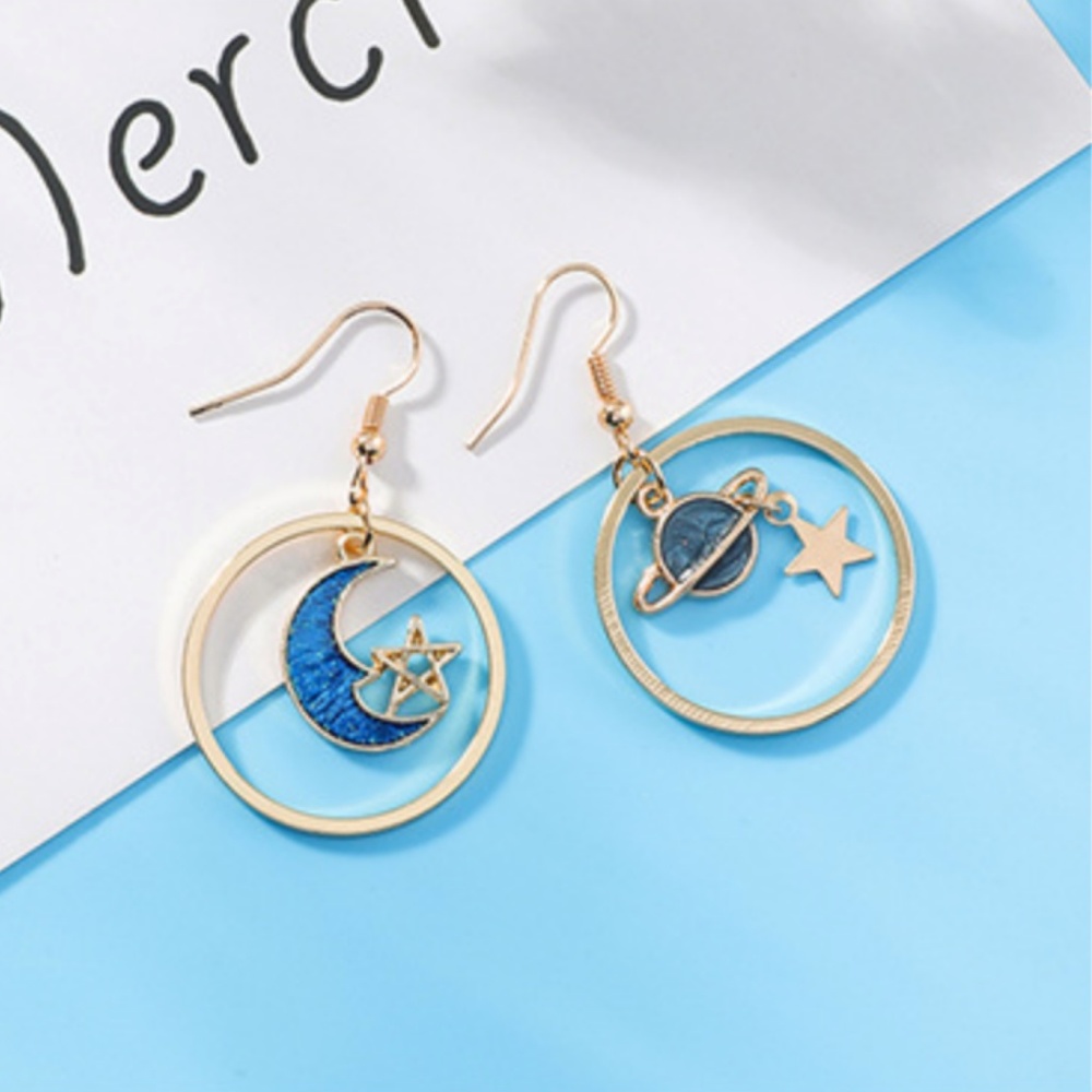 ❤️️NEW MOONLIGHT Planet Star Handmade Earrings 3 - Picture 2 of 2